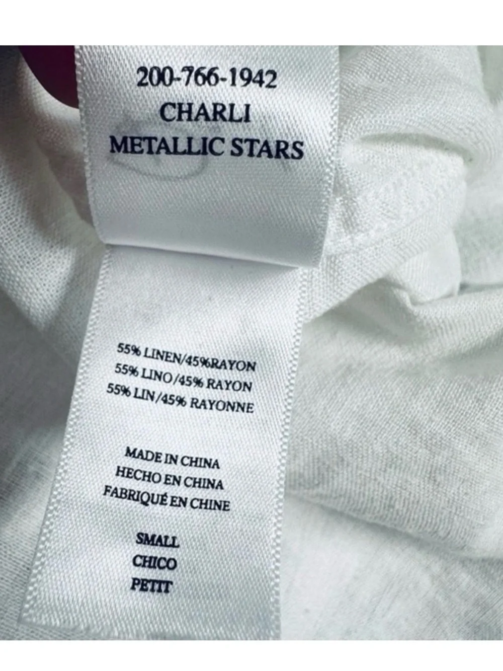 Rails Charli button down metallic gold star white linen blend top, small - Picture 9 of 13